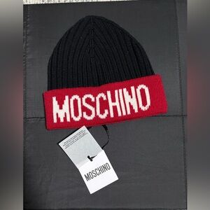 NWT Moschino Bold Black and Red Knit Beanie
